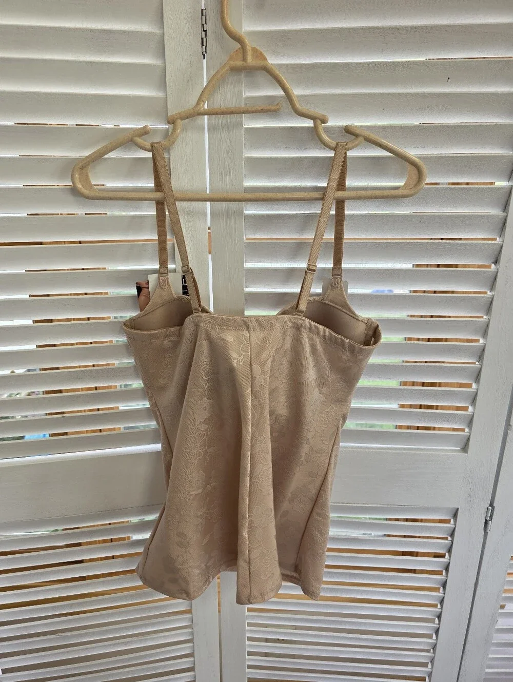 Bali PowerShaper Tan Floral Lace Torso Bodysuit with Tummy Control Size 40C